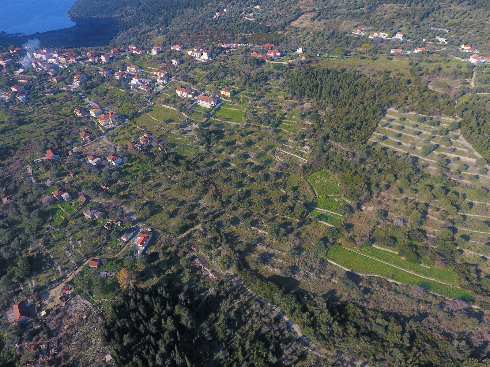 Aerial views of land for sale on Ithaca Greece, Stavros