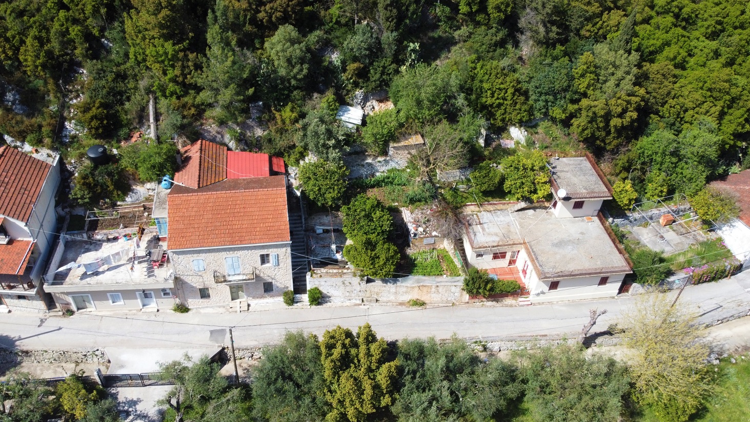 Aerial view of house for sale Ithaca Greece, Frikes