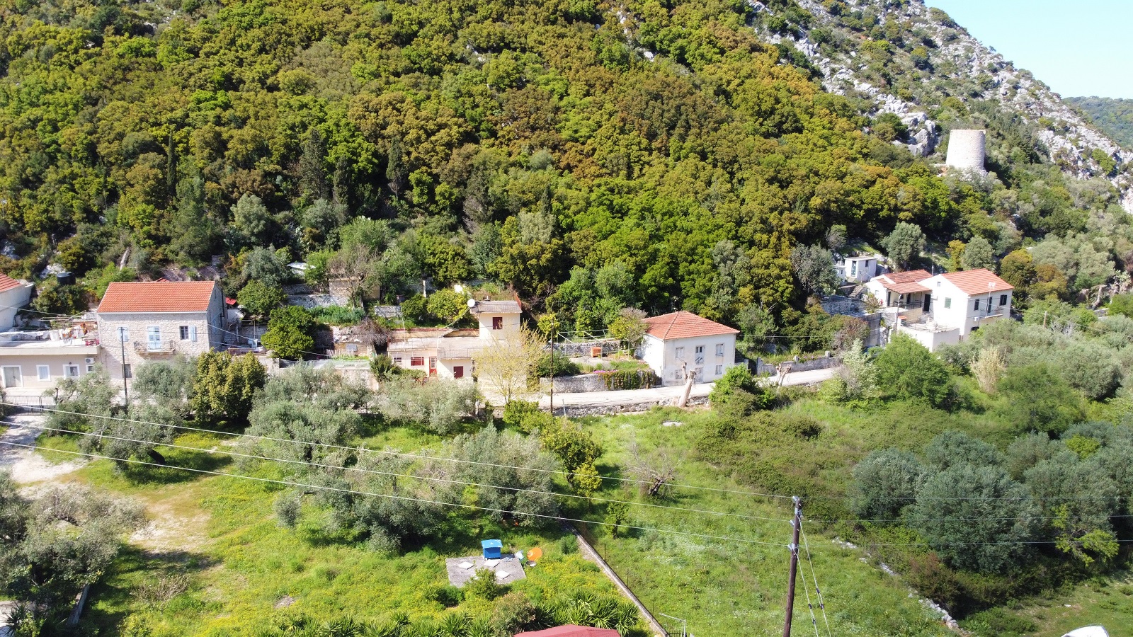 Aerial view of house for sale Ithaca Greece, Frikes