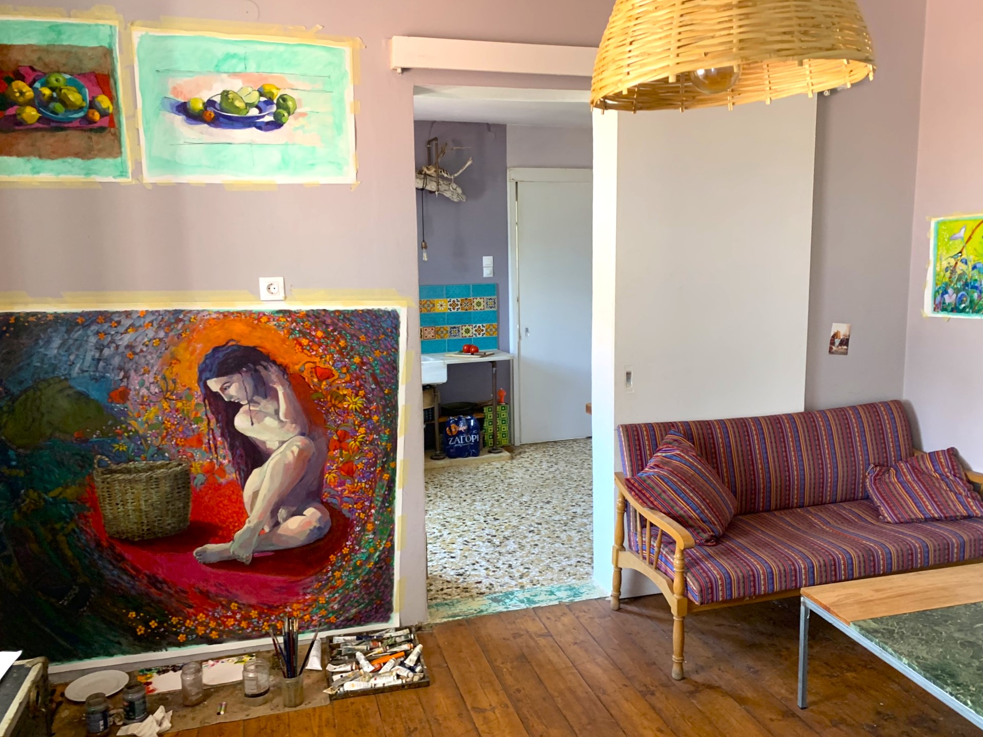 Living room of house for sale on Ithaca Greece, Vathi