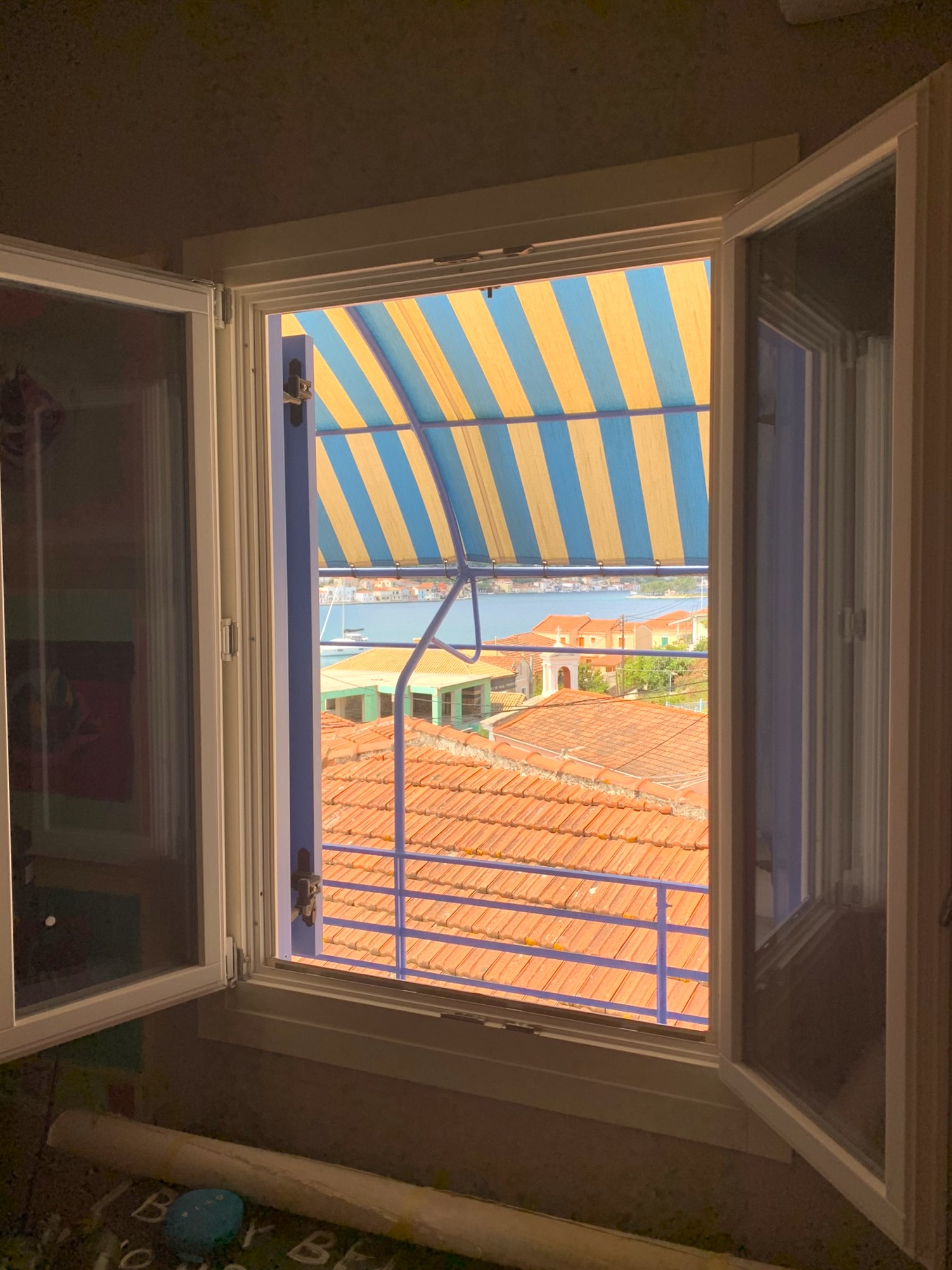 Window and views of house for sale on Ithaca Greece, Vathi