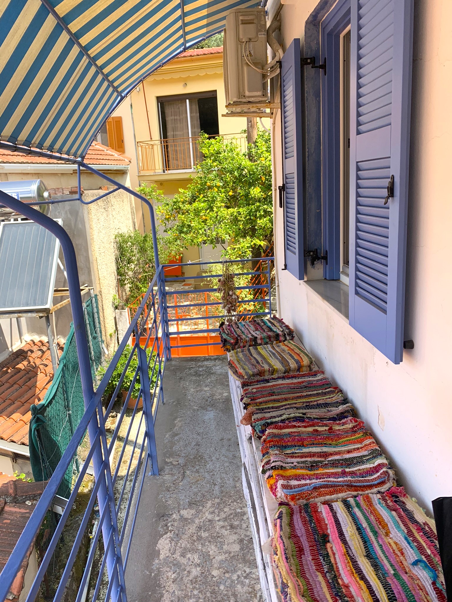 Balcony and views of house for sale on Ithaca Greece, Vathi
