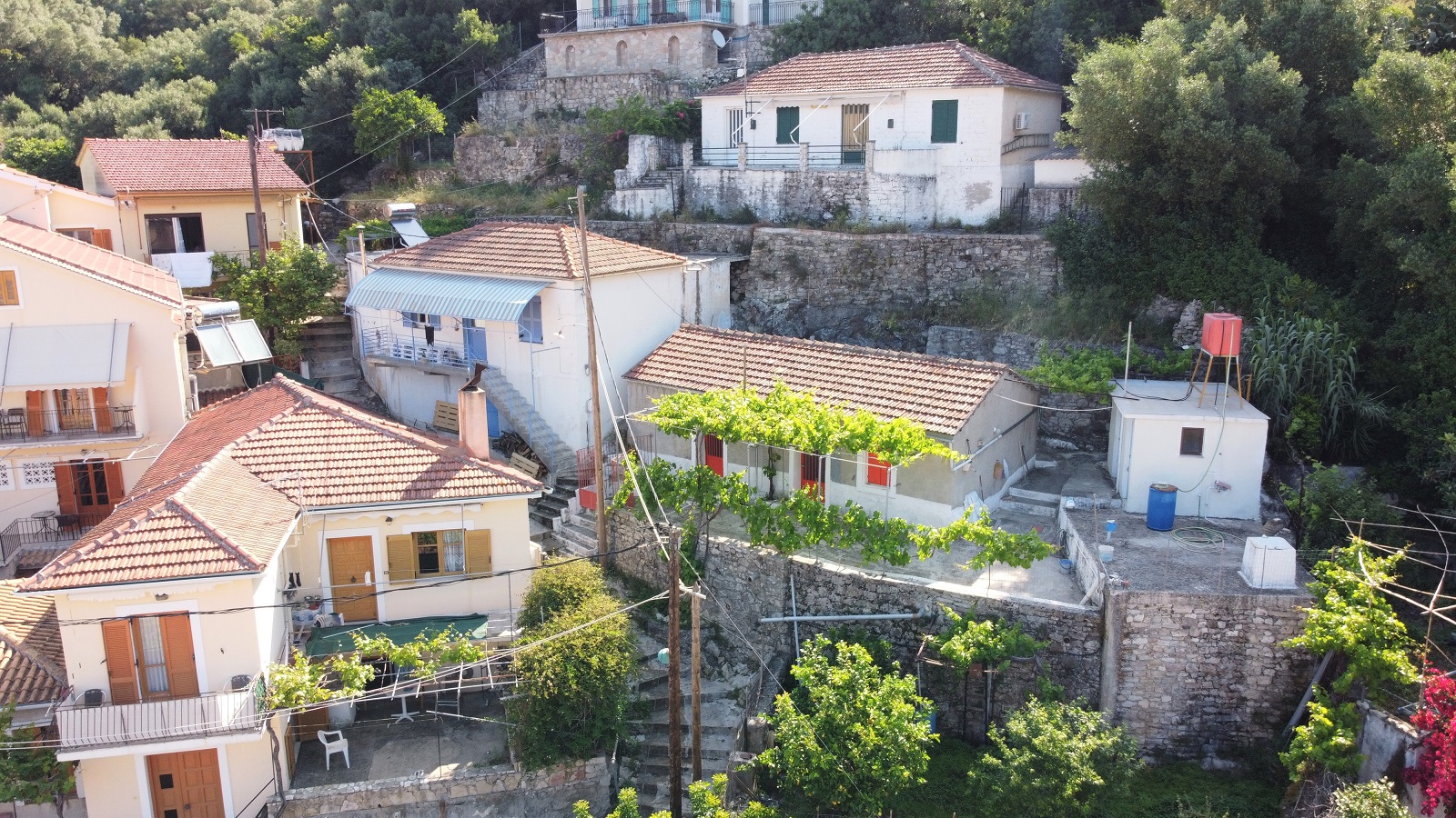 Aerial views of house for sale on Ithaca Greece, Vathi