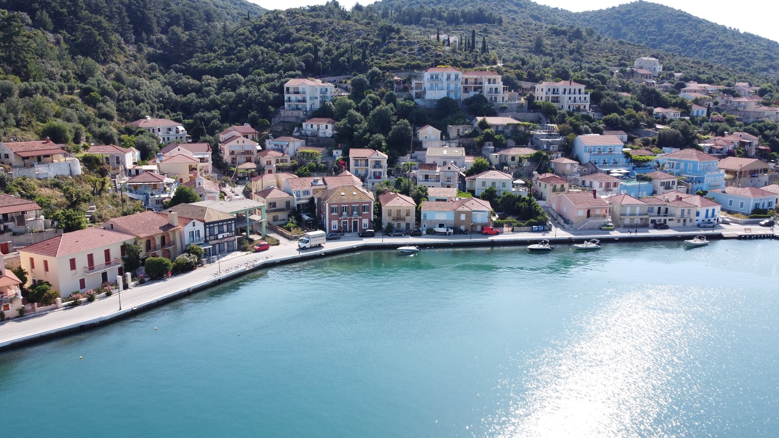 Aerial views of house for sale on Ithaca Greece, Vathi