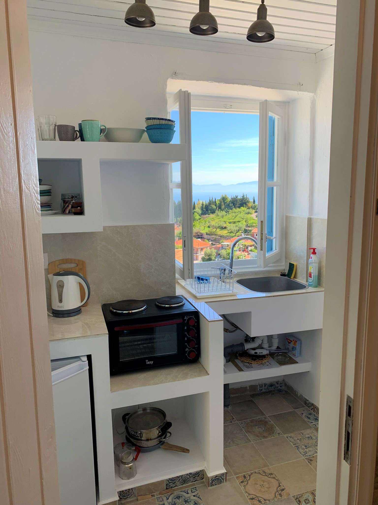 Living room of house for sale on Ithaca Greece, Perachori