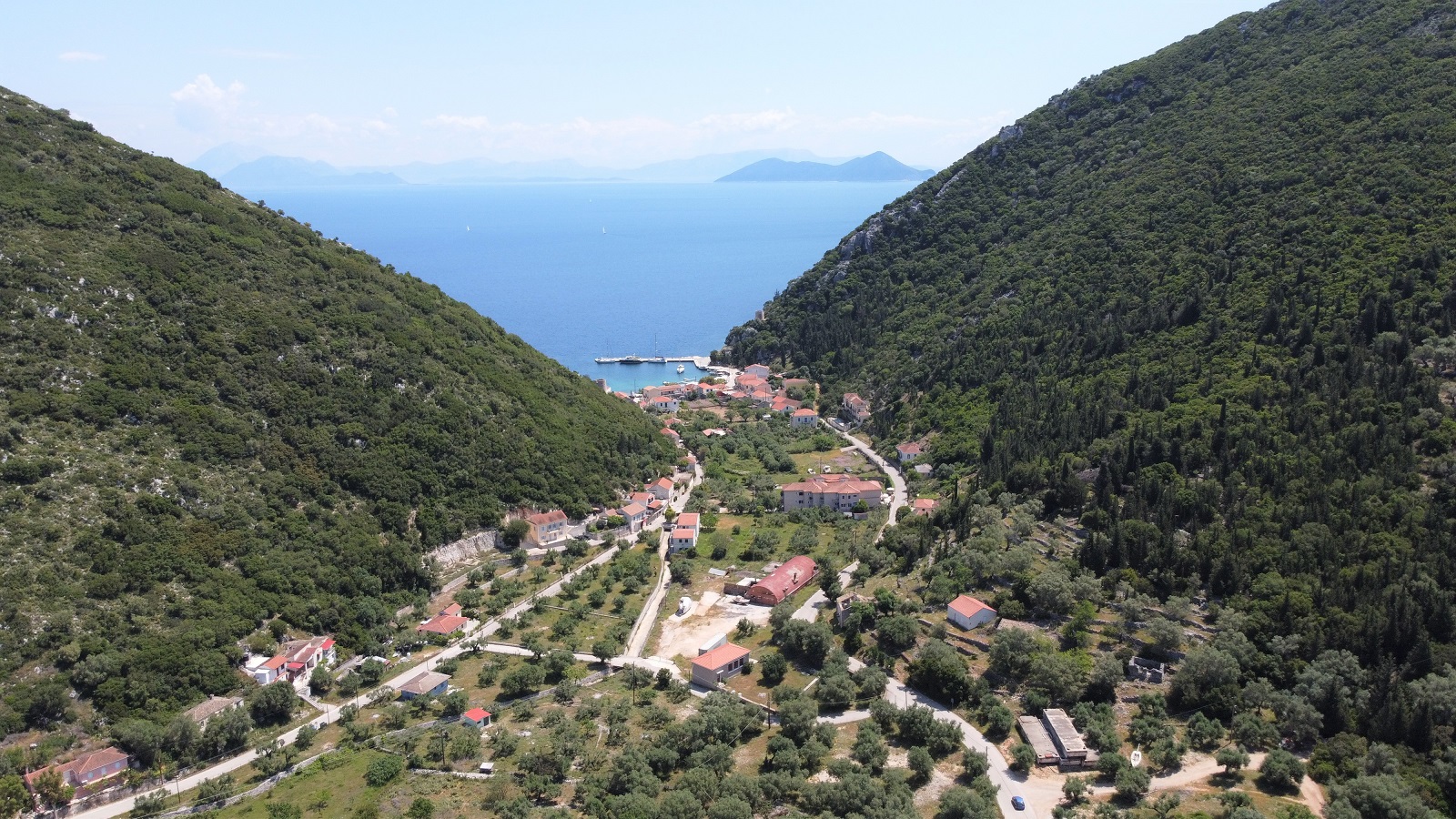 Aerial views of plot for sale on Ithaca Greece, Frikes