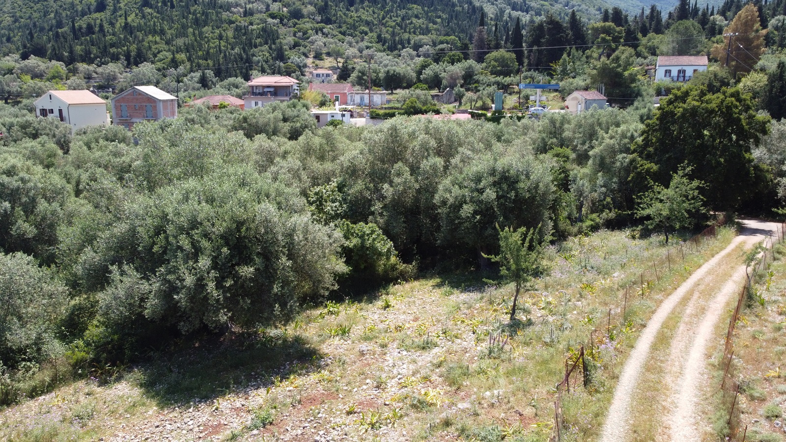 Aerial views of plot for sale on Ithaca Greece, Frikes