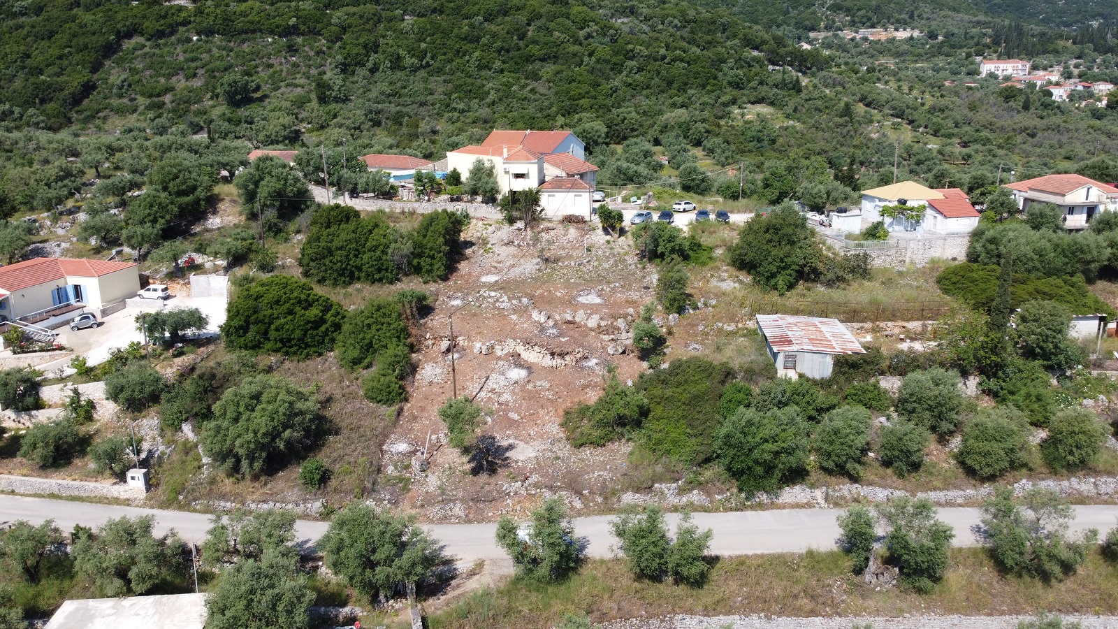 Aerial views of land for sale on Ithaca Greece, Vathi