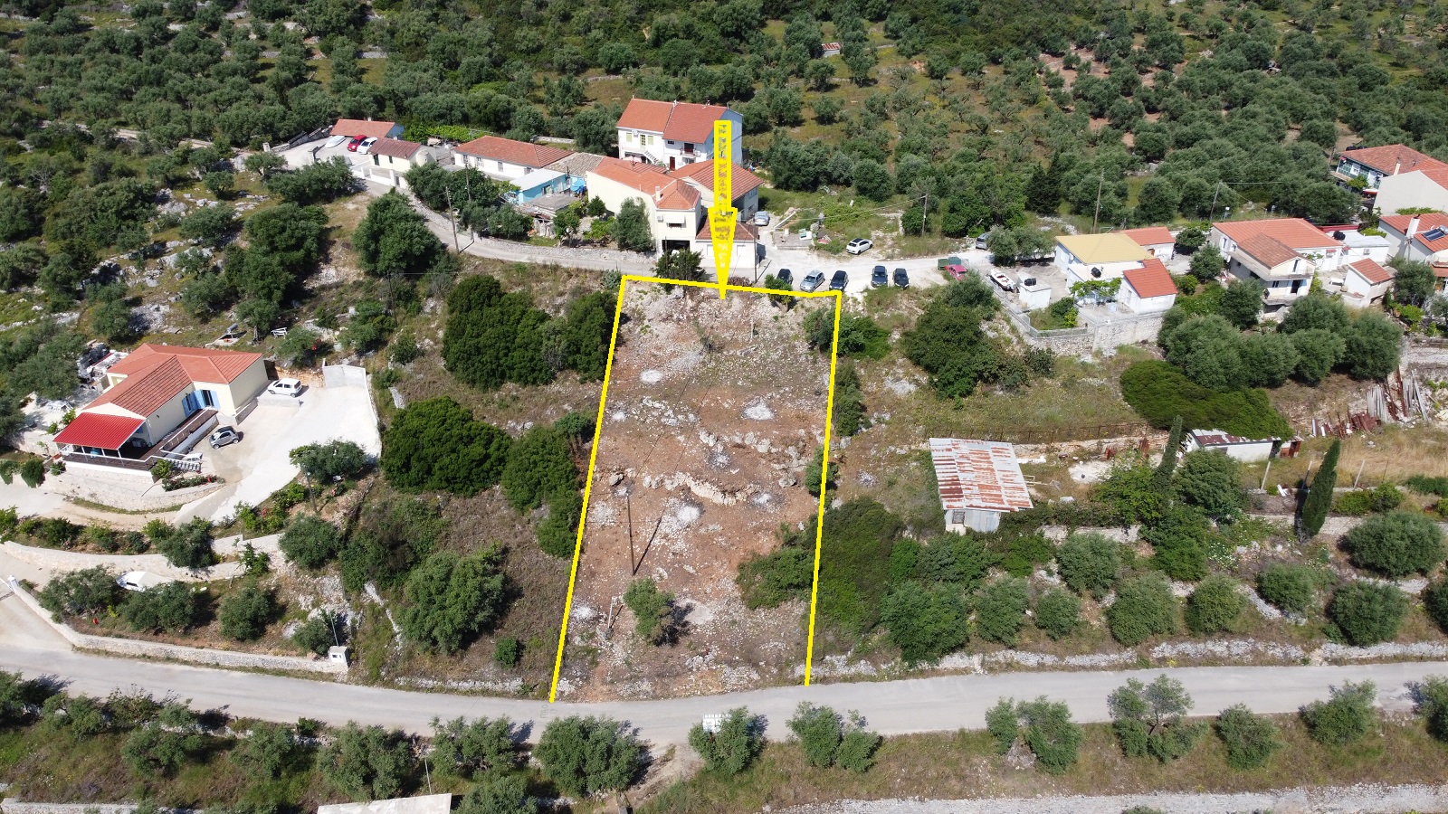 Aerial views of land for sale on Ithaca Greece, Vathi