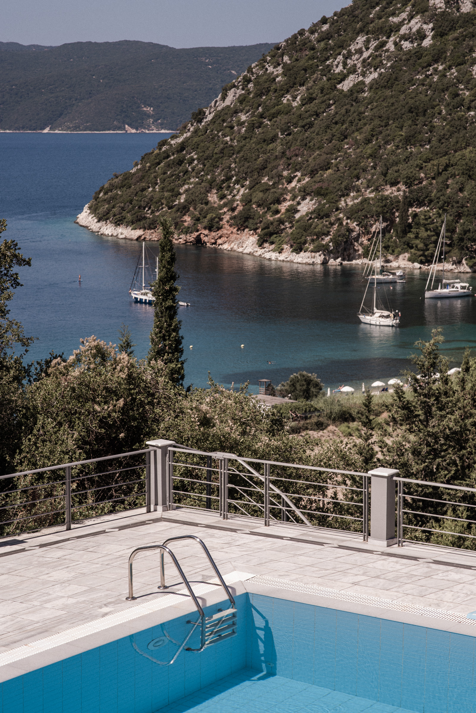 Swimming pool and views of villa for rent on Ithaca Greece, Stavros