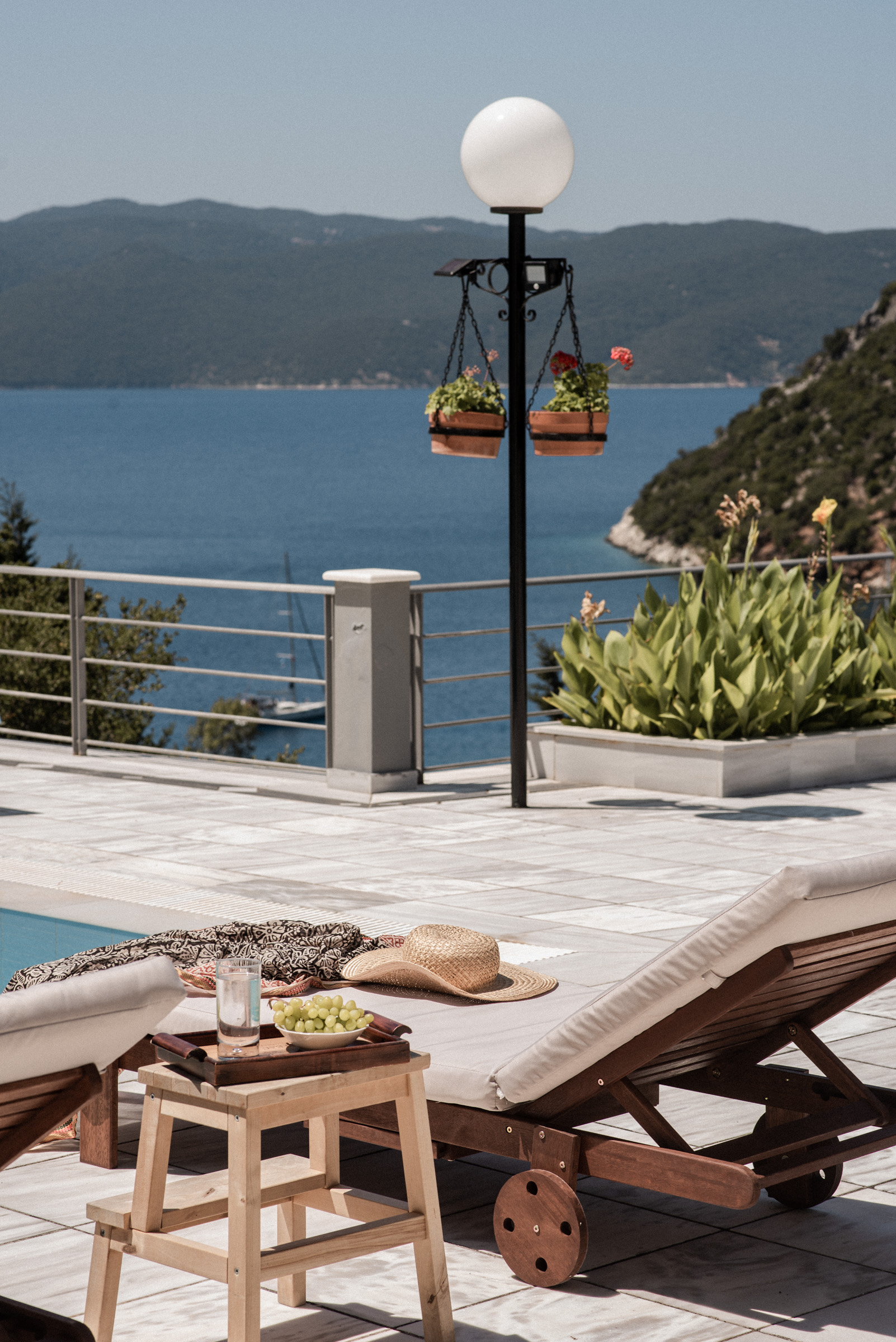 Swimming pool and views of villa for rent on Ithaca Greece, Stavros