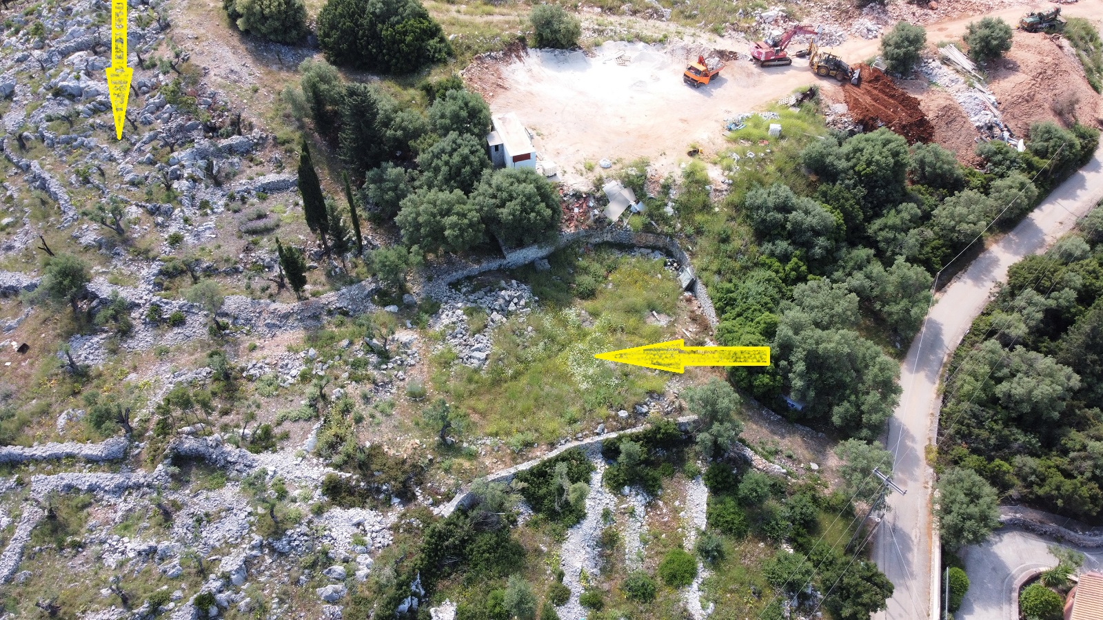 Aerial views of plot for sale on Ithaca Greece, Vathi
