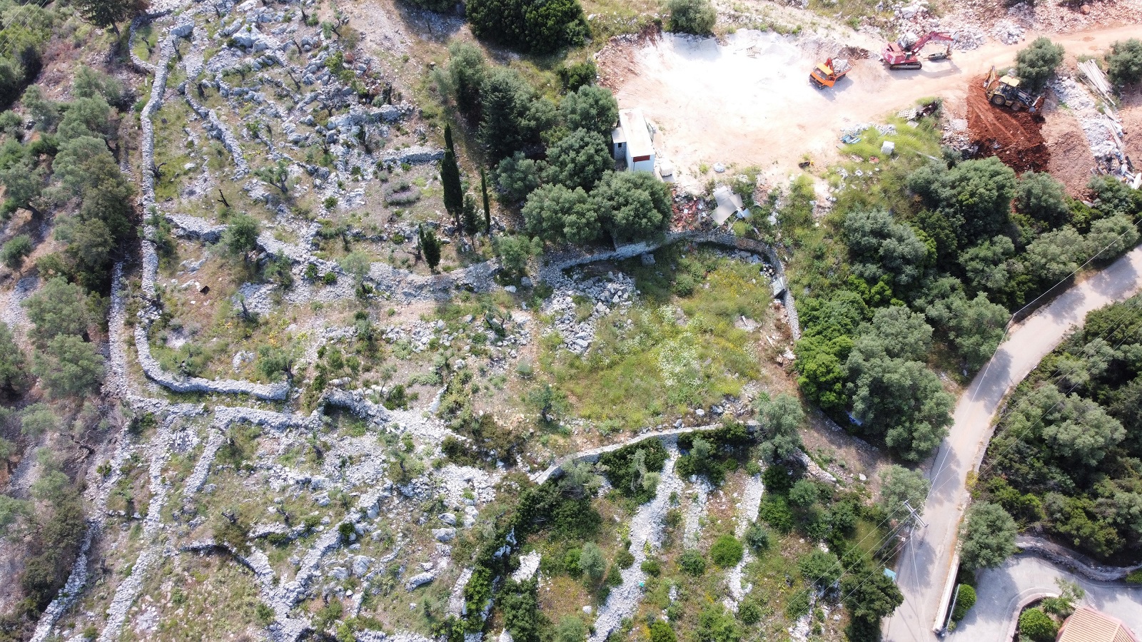 Aerial views of plot for sale on Ithaca Greece, Vathi