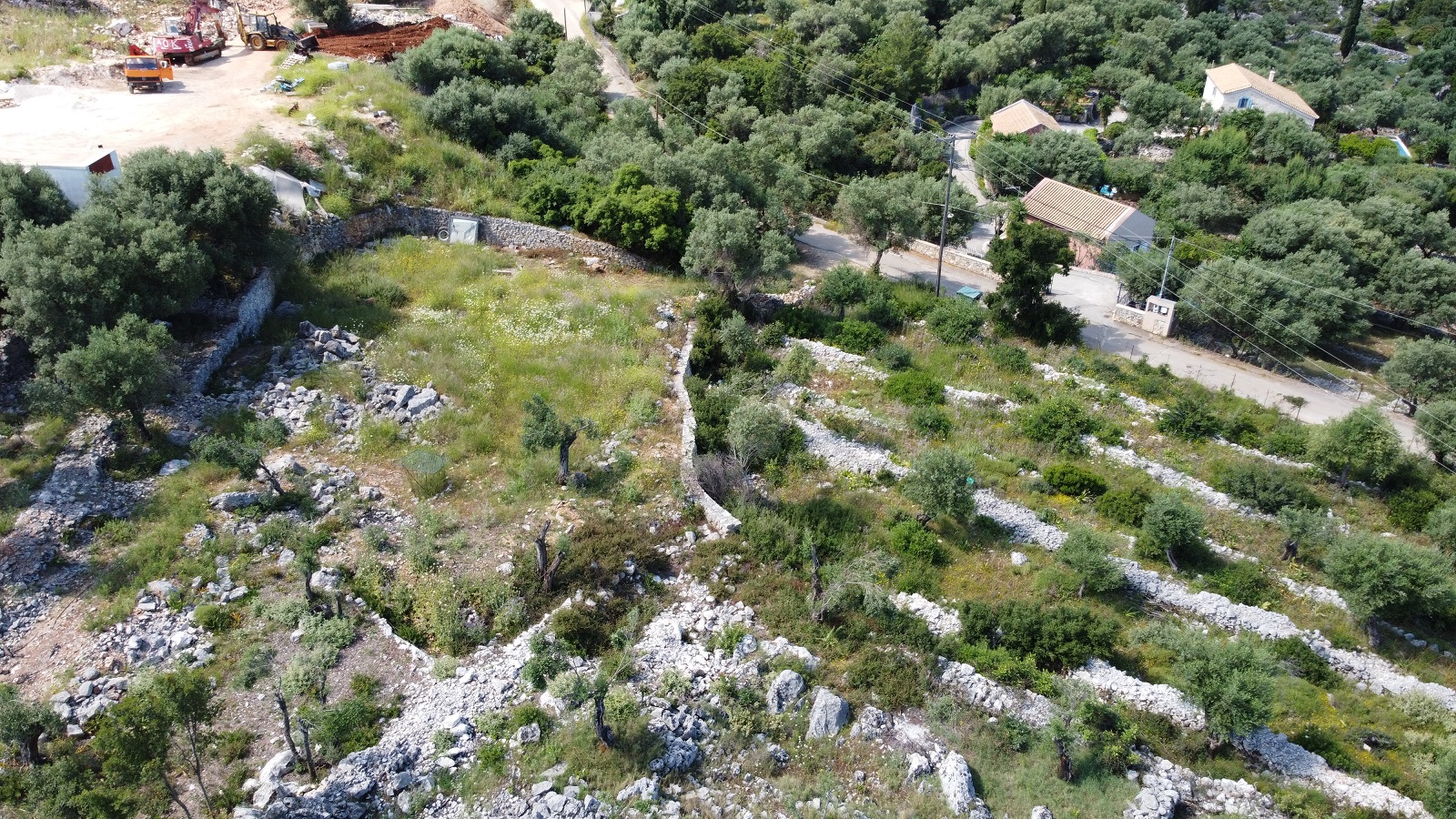 Aerial views of plot for sale on Ithaca Greece, Vathi