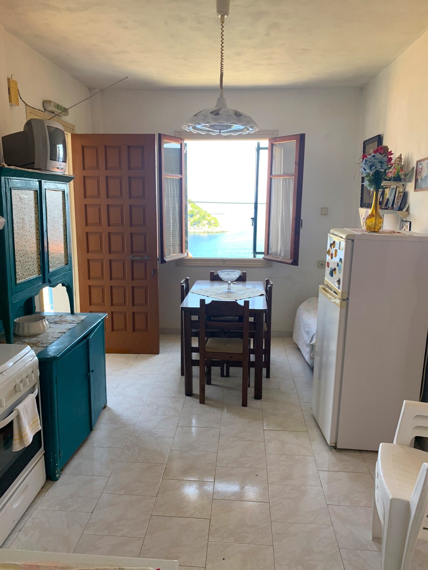 Kitchen area of house for sale on Ithaca Greece, Kioni