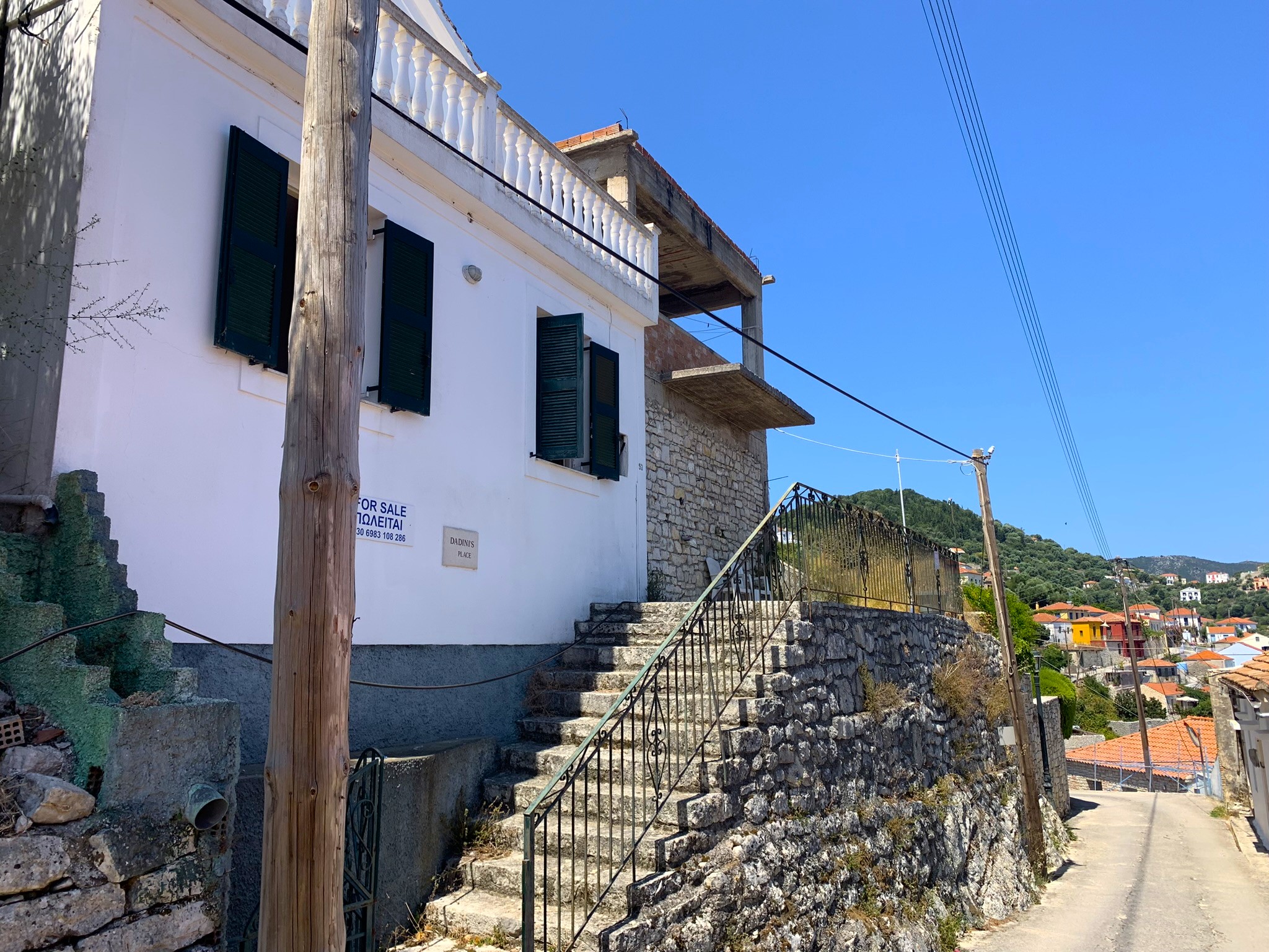 Exterior of house for sale on Ithaca Greece, Kioni