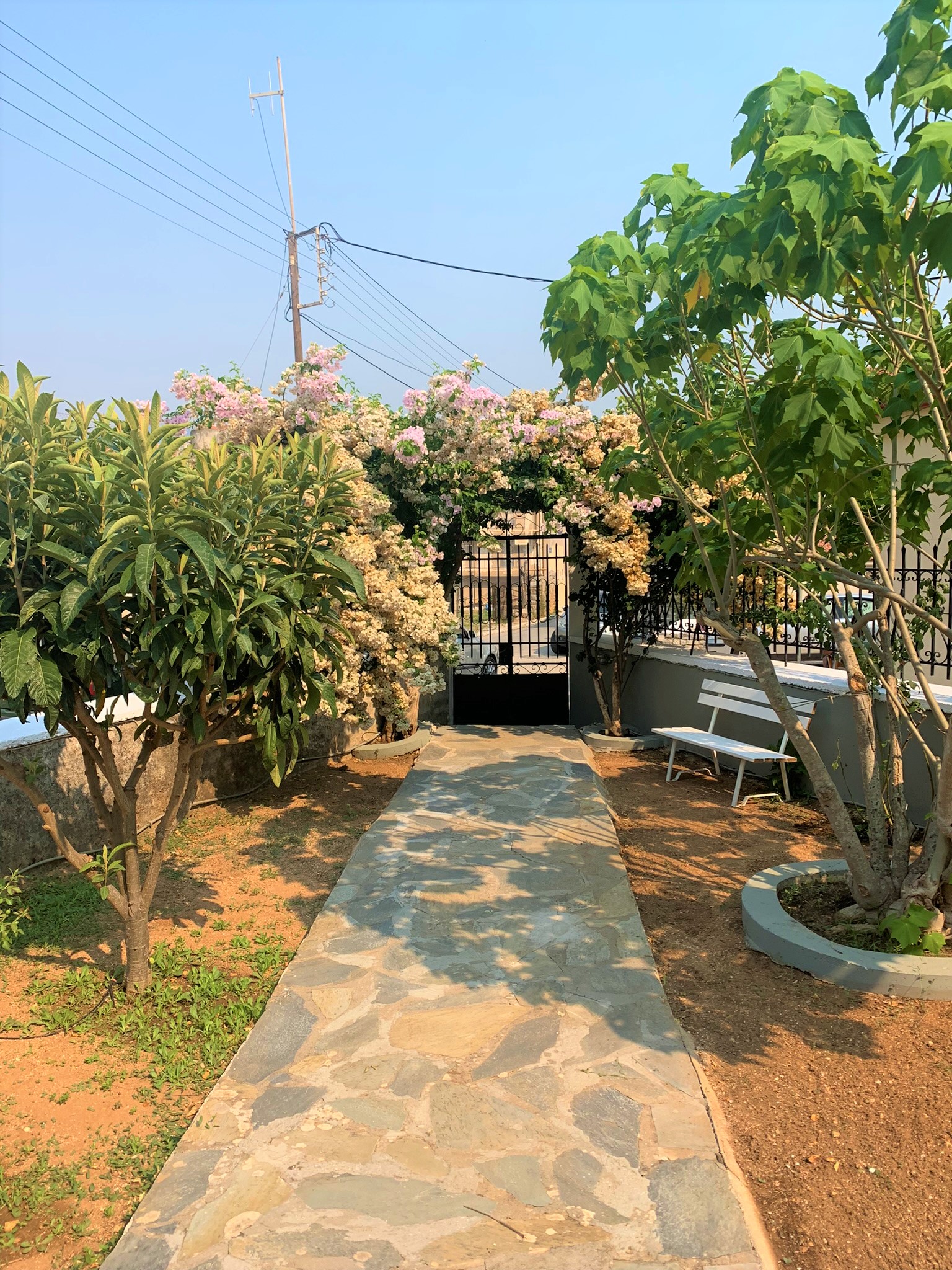 Pathway to the gate of house for sale on Ithaca Greece, Vathi