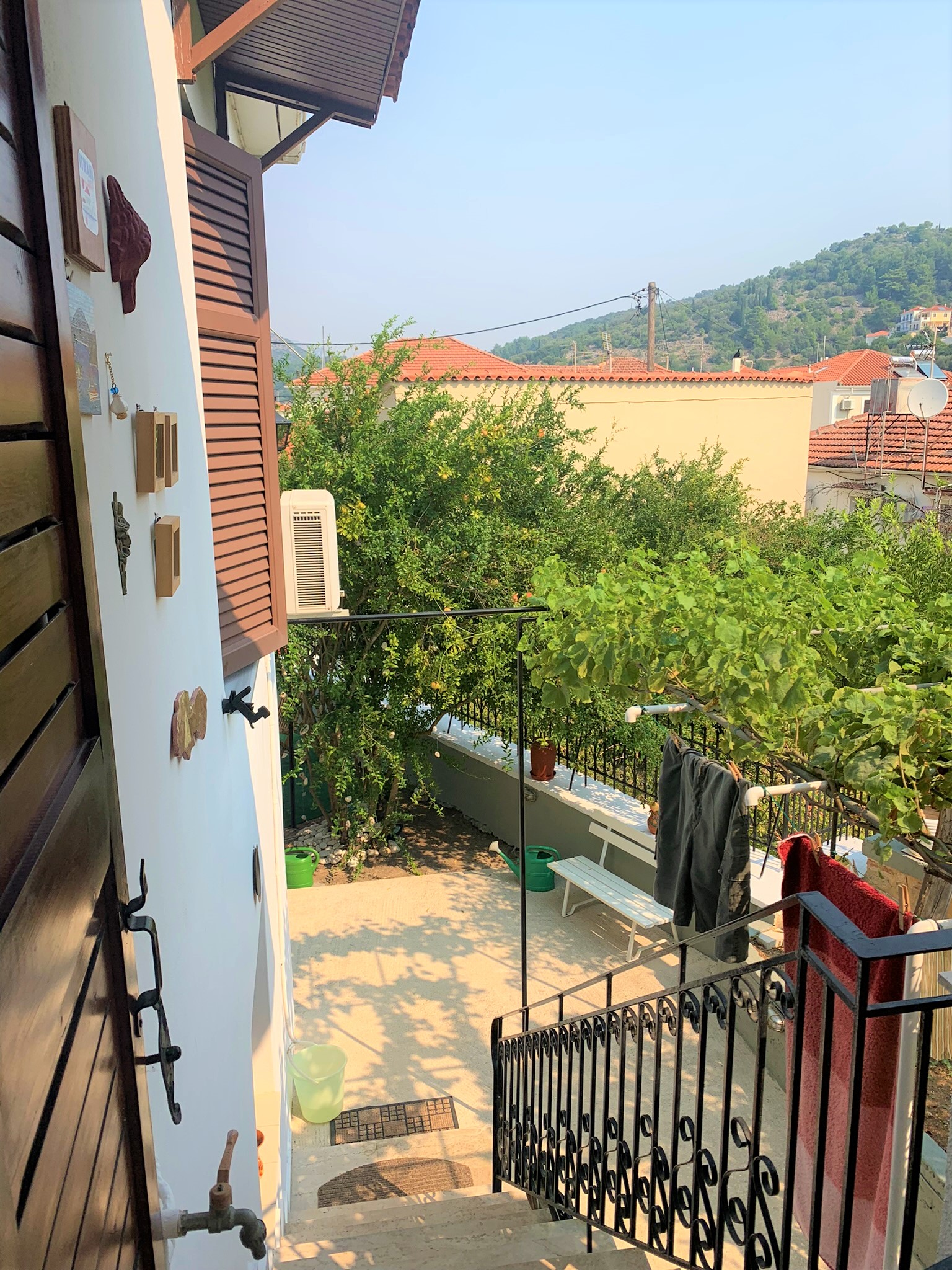 External stairs leading to patio of house for sale on Ithaca Greece, Vathi