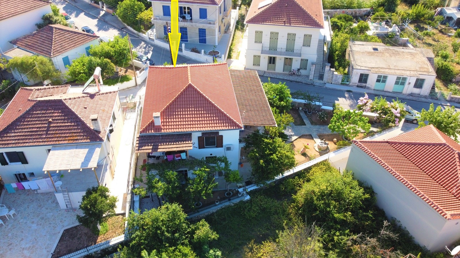 Aerial view of house for sale on Ithaca, Greece, Vathi