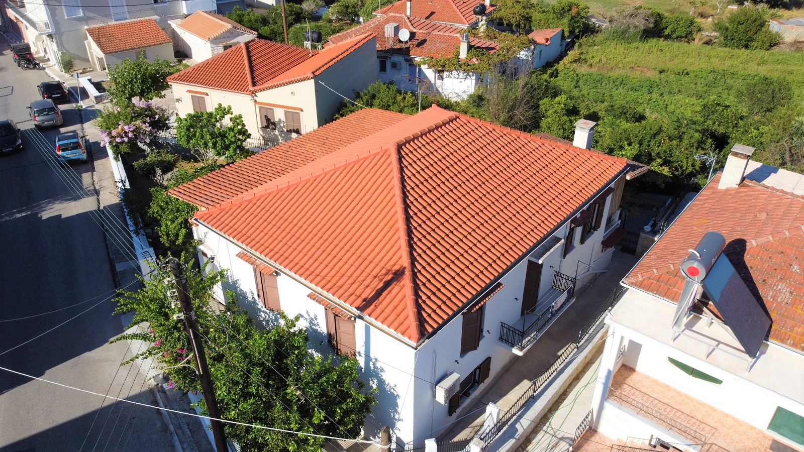 Aerial view of house for sale on Ithaca, Greece, Vathi