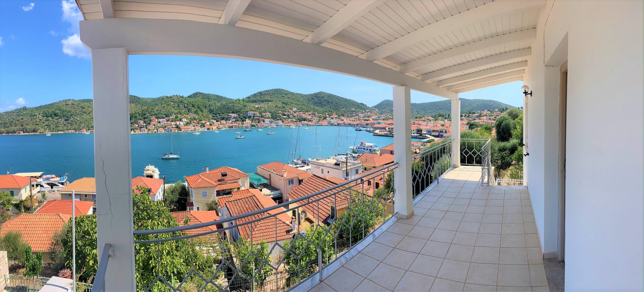 Balcony views of house for sale on Ithaca Greece, Vathi