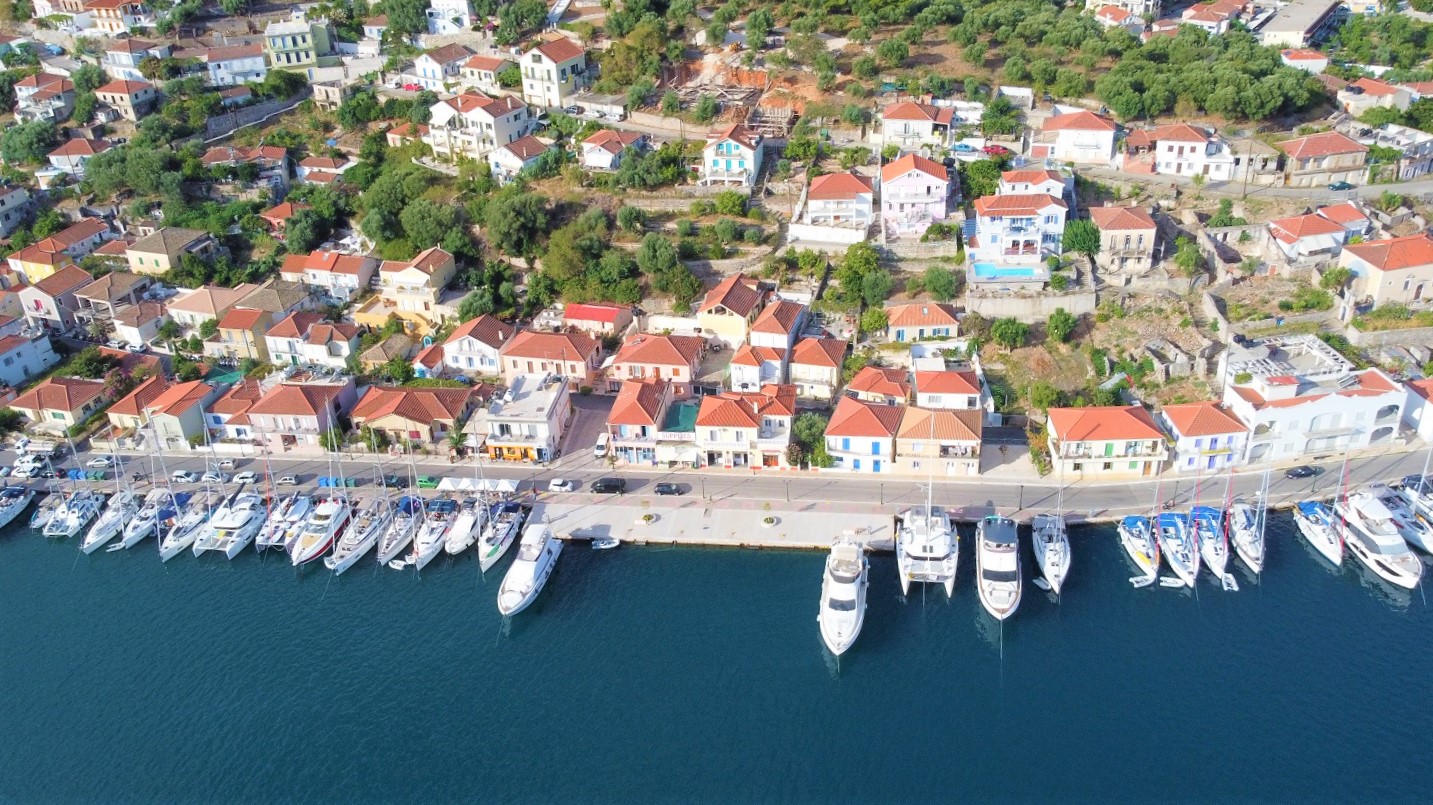 Aerial views of house for sale on Ithaca Greece, Vathi