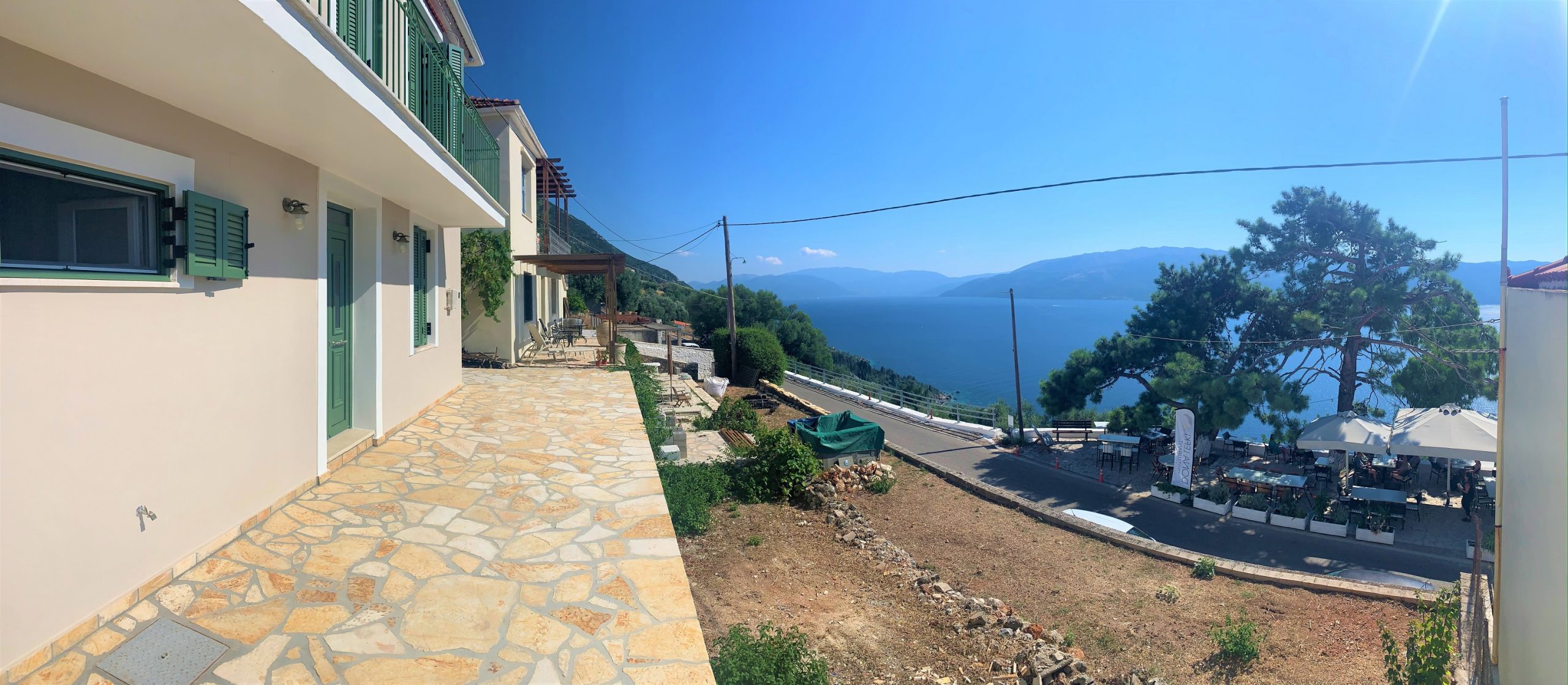 Outdoor spaces and views of house for rent on Ithaca Greece, Vathi