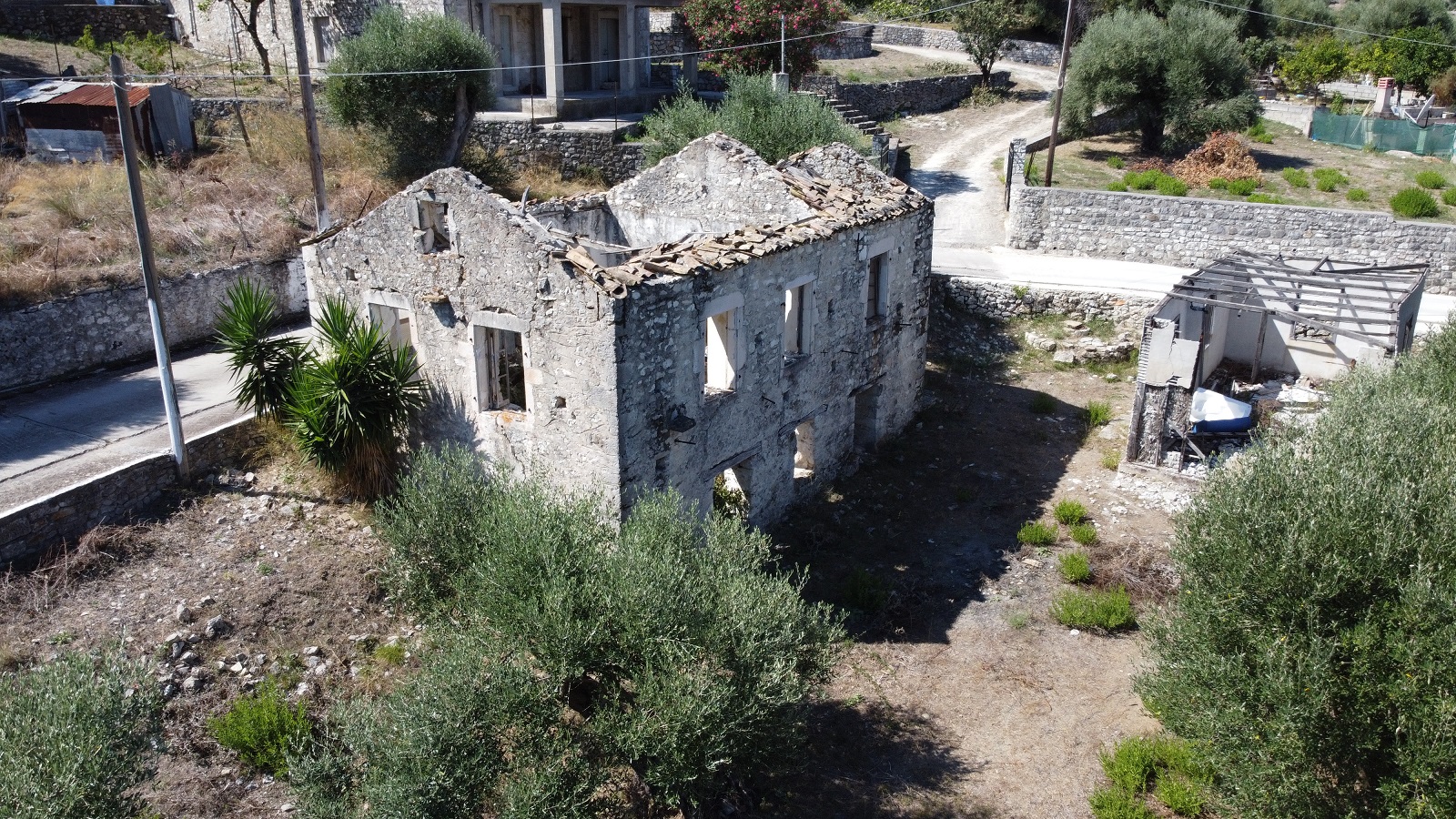 Aerial view of land for sale on Ithaca, Greece, Ag. Saranta