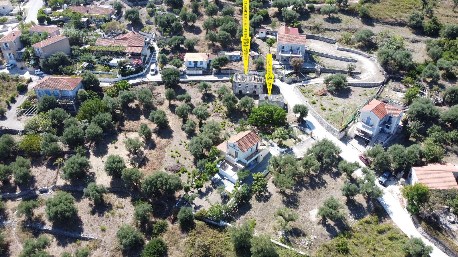 Aerial view of land for sale on Ithaca, Greece, Ag. Saranta