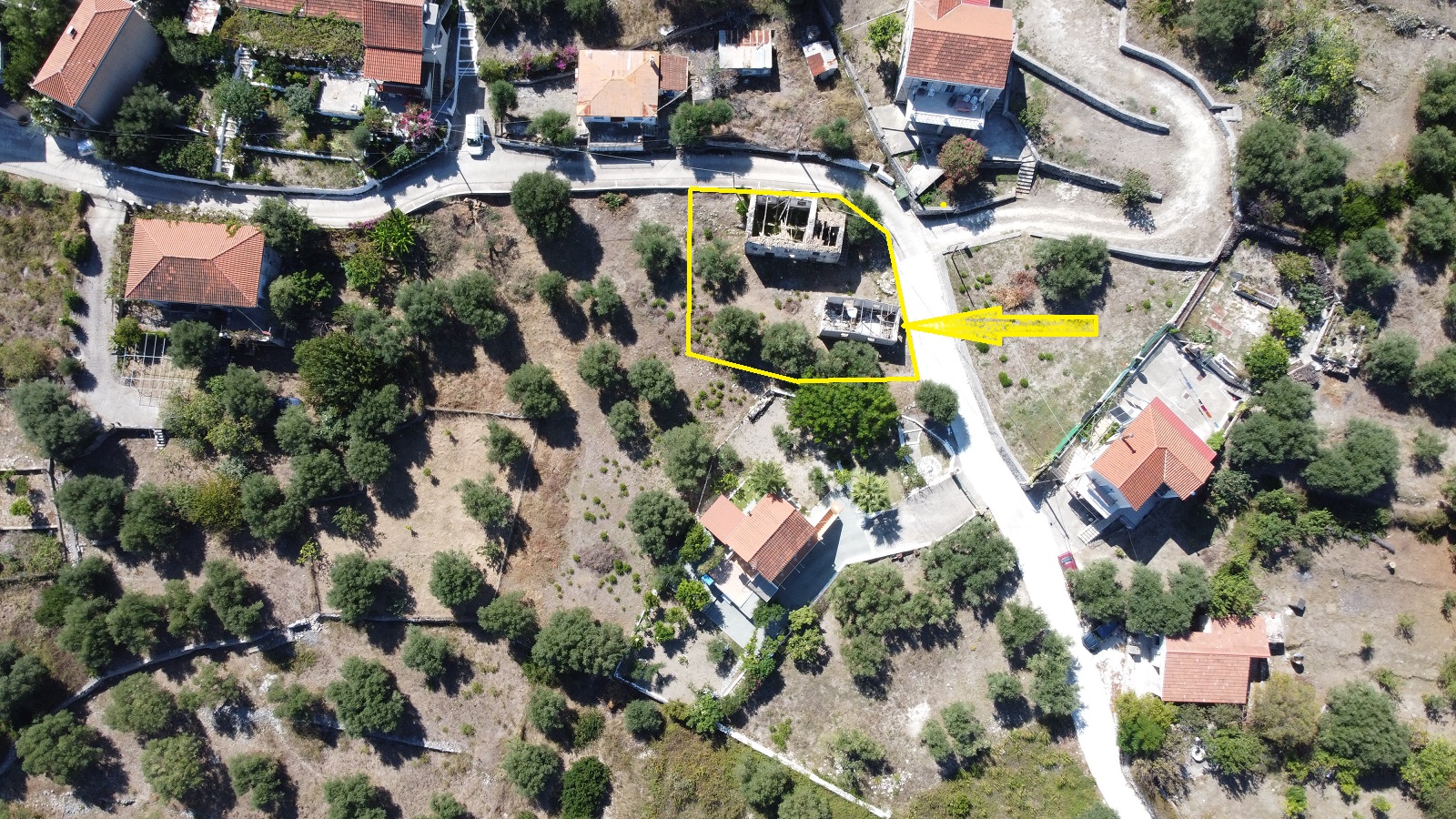 Aerial view of land for sale on Ithaca, Greece, Ag. Saranta
