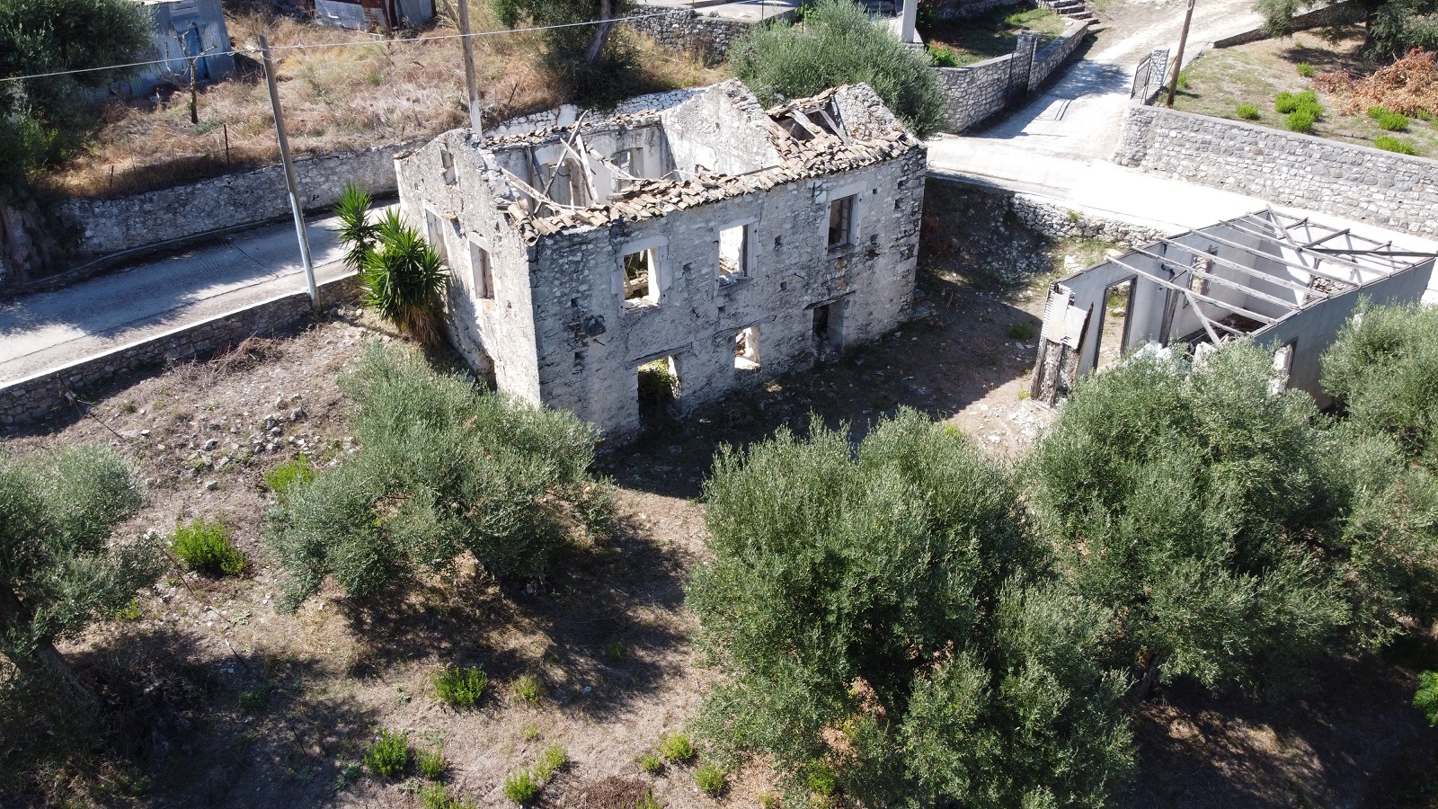 Aerial view of land for sale on Ithaca, Greece, Ag. Saranta