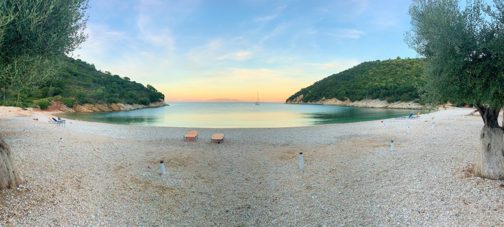 panoramic view of gulf, Birthday party, Filiatro beach, Ithaca Greece