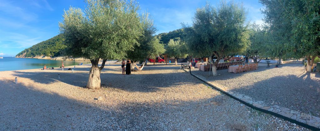 setting for birthday party, Filiatro beach, Ithaca Greece