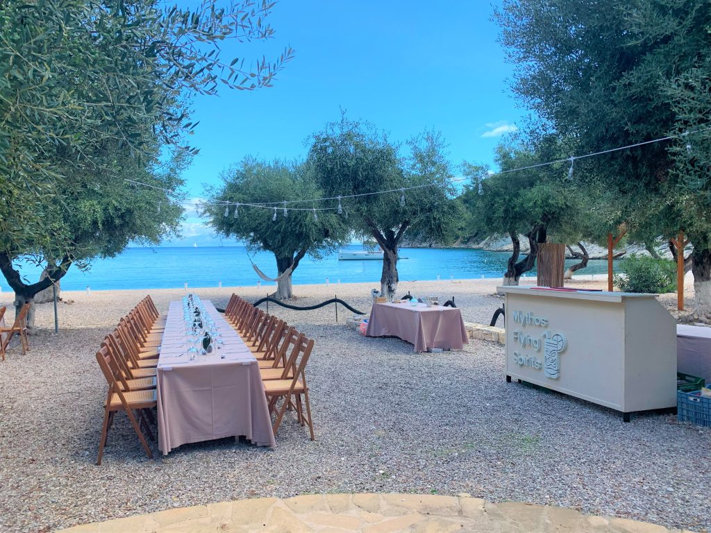 tables and bar, Birthday party, Filiatro Beach, Ithaca Greece