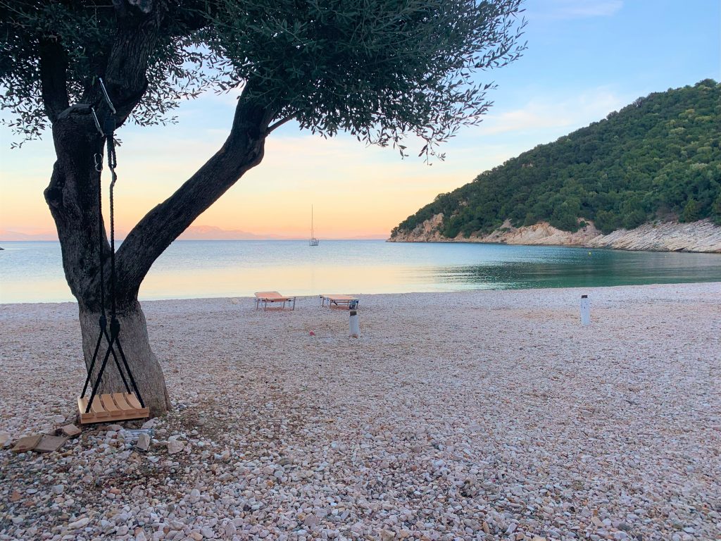 sunset at Birthday Party, Filiatro Beach, Ithaca Greece