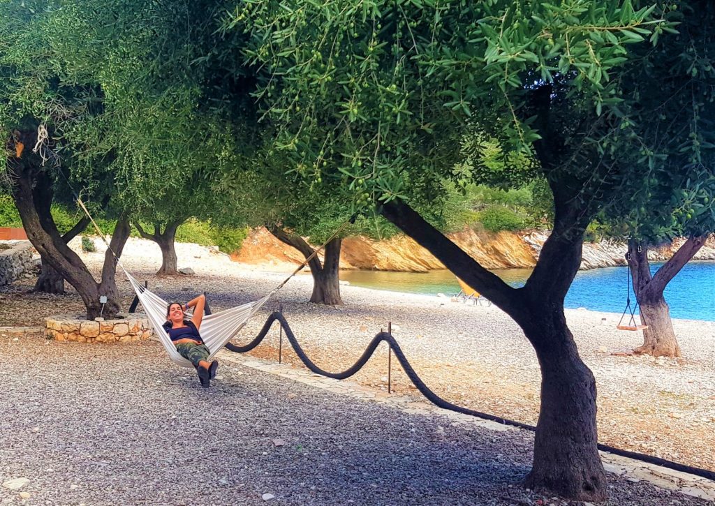 hammock at Birthday party, Filiatro beach, Ithaca Greece