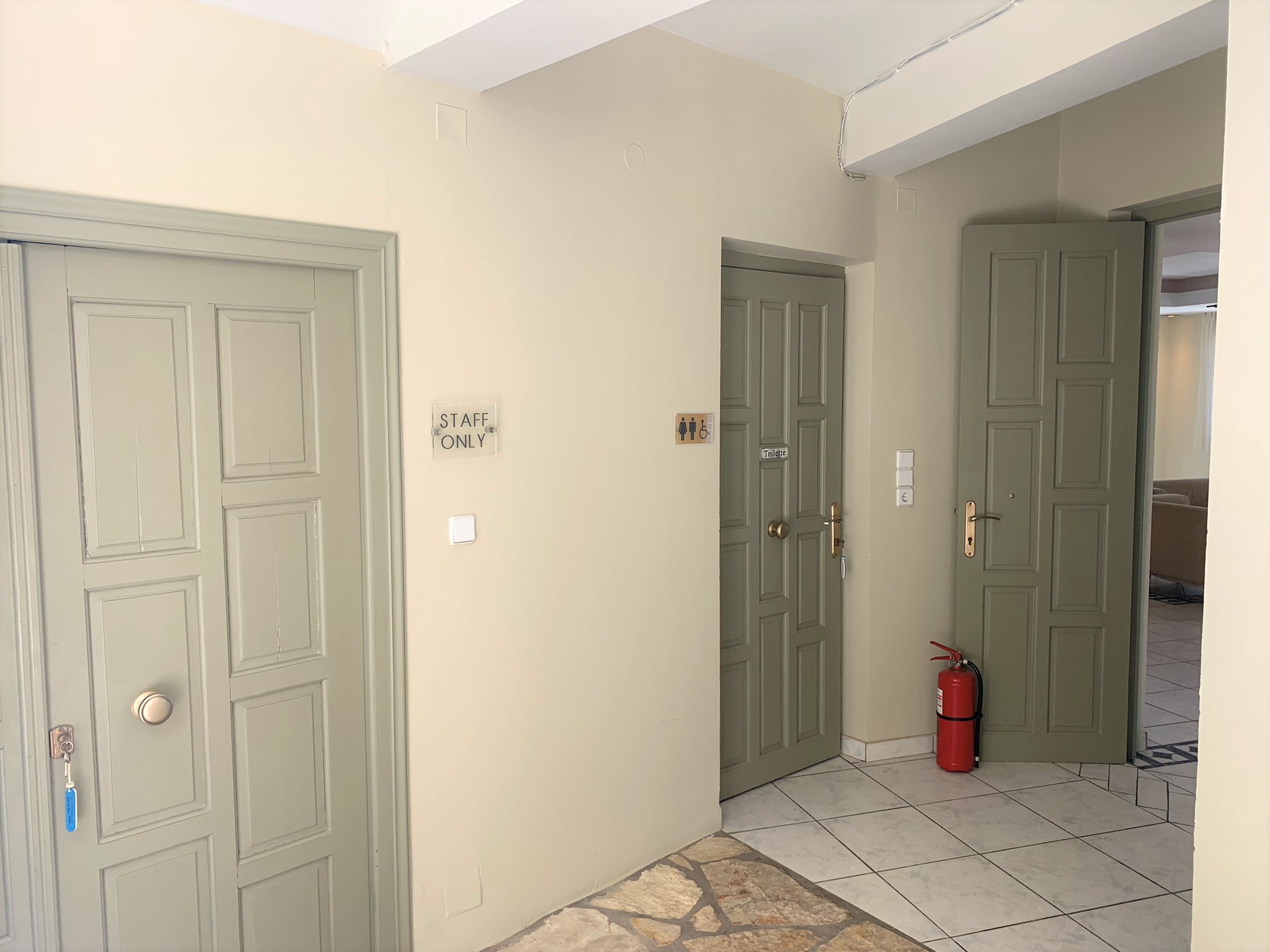 Back entry area of hotel for sale on Ithaca Greece, Vathi