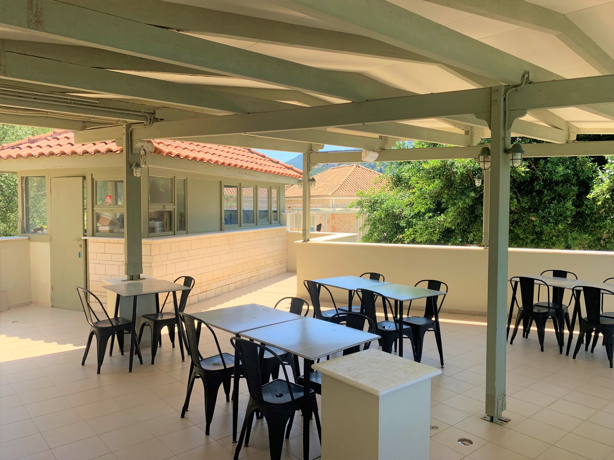 Breakfast area of hotel for sale on Ithaca Greece, Vathi
