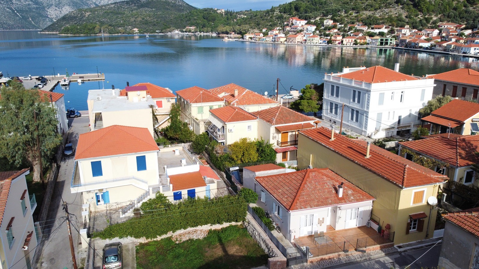 Aerial views of house for sale on Ithaca Greece, Vathi