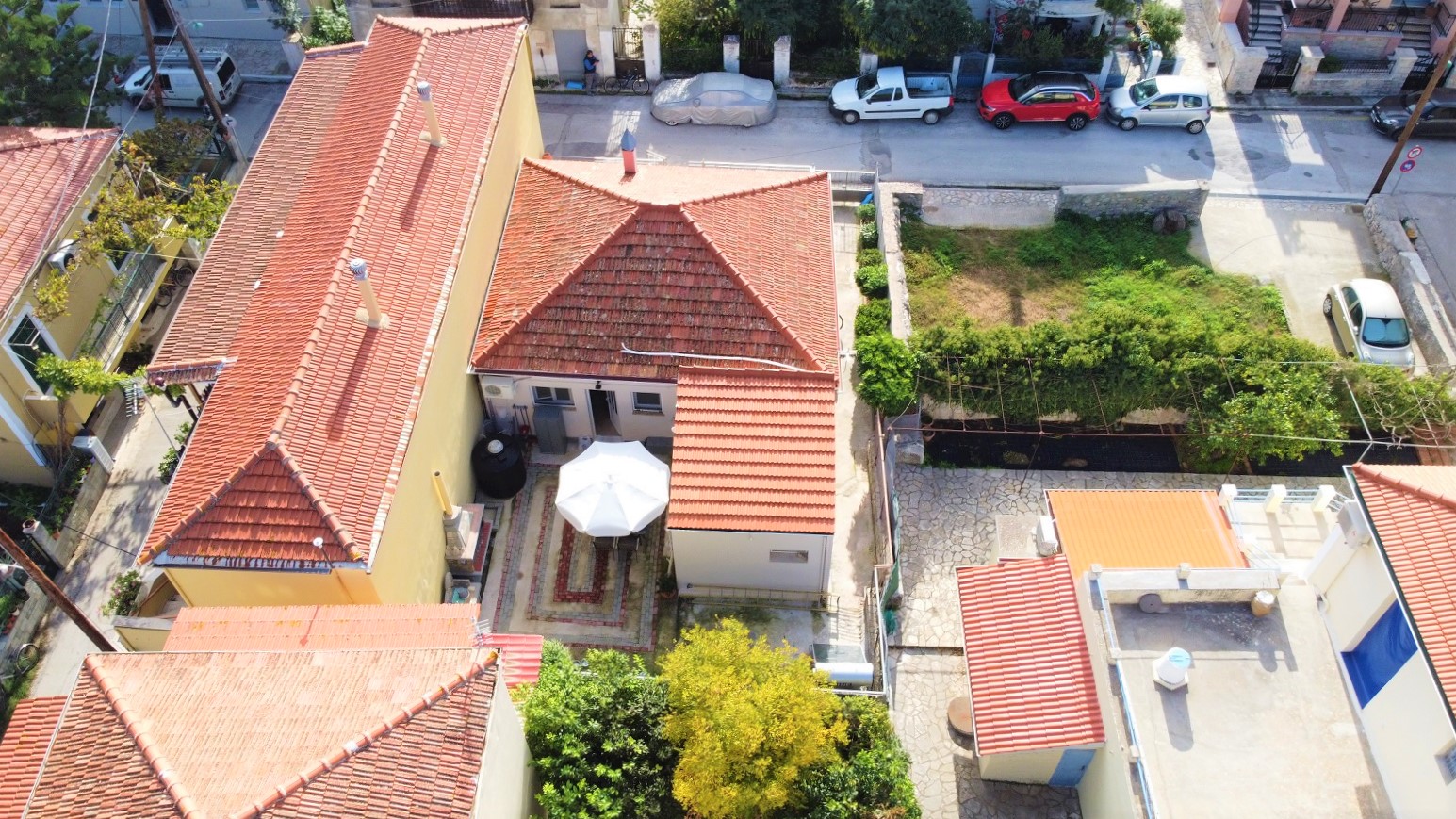 Aerial views of house for sale on Ithaca Greece, Vathi