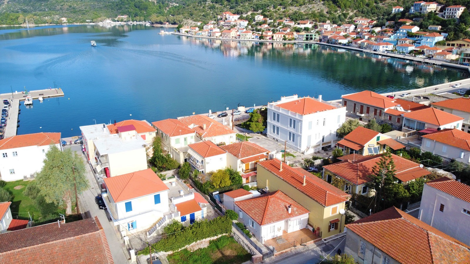 Aerial views of house for sale on Ithaca Greece, Vathi