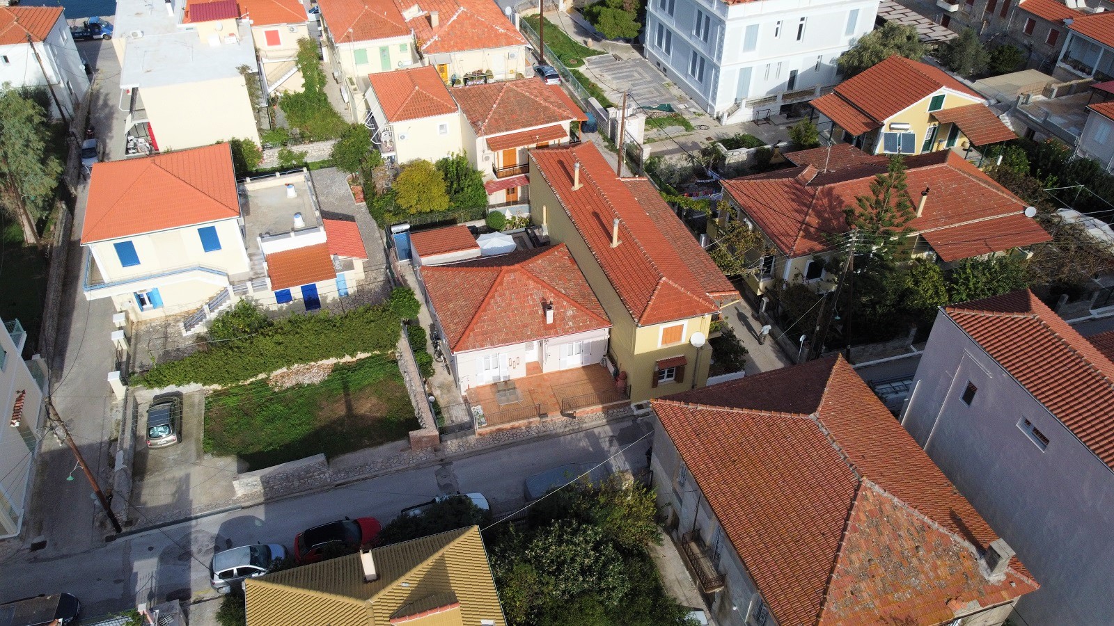 Aerial views of house for sale on Ithaca Greece, Vathi