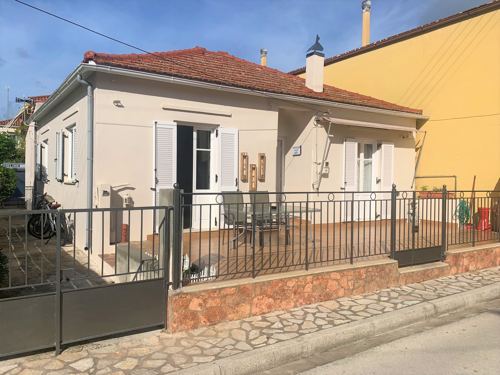 Front exterior of house for sale on Ithaca Greece, Vathi