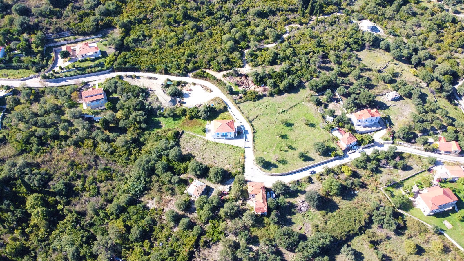 Aerial views of land for sale on Ithaca, Greece, Platrithias