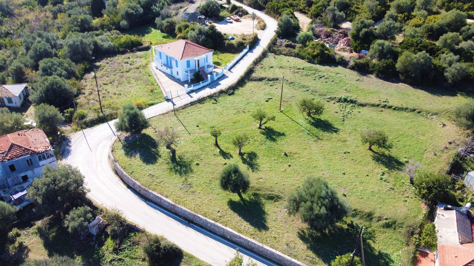 Aerial views of land for sale on Ithaca, Greece, Platrithias