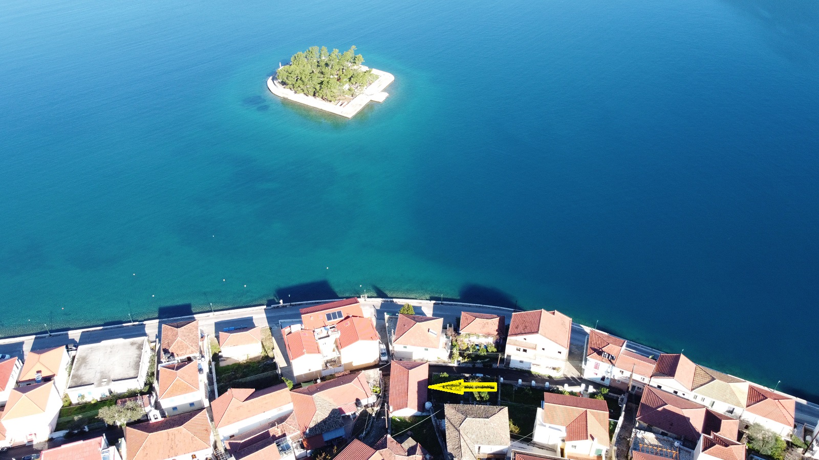 Aerial view and location of house for sale in Ithaca Greece, Vathi