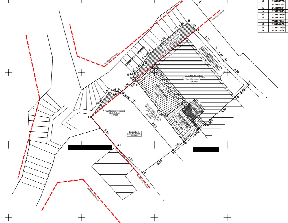 Aerial view and borders of house for sale on Ithaca Greece Vathi