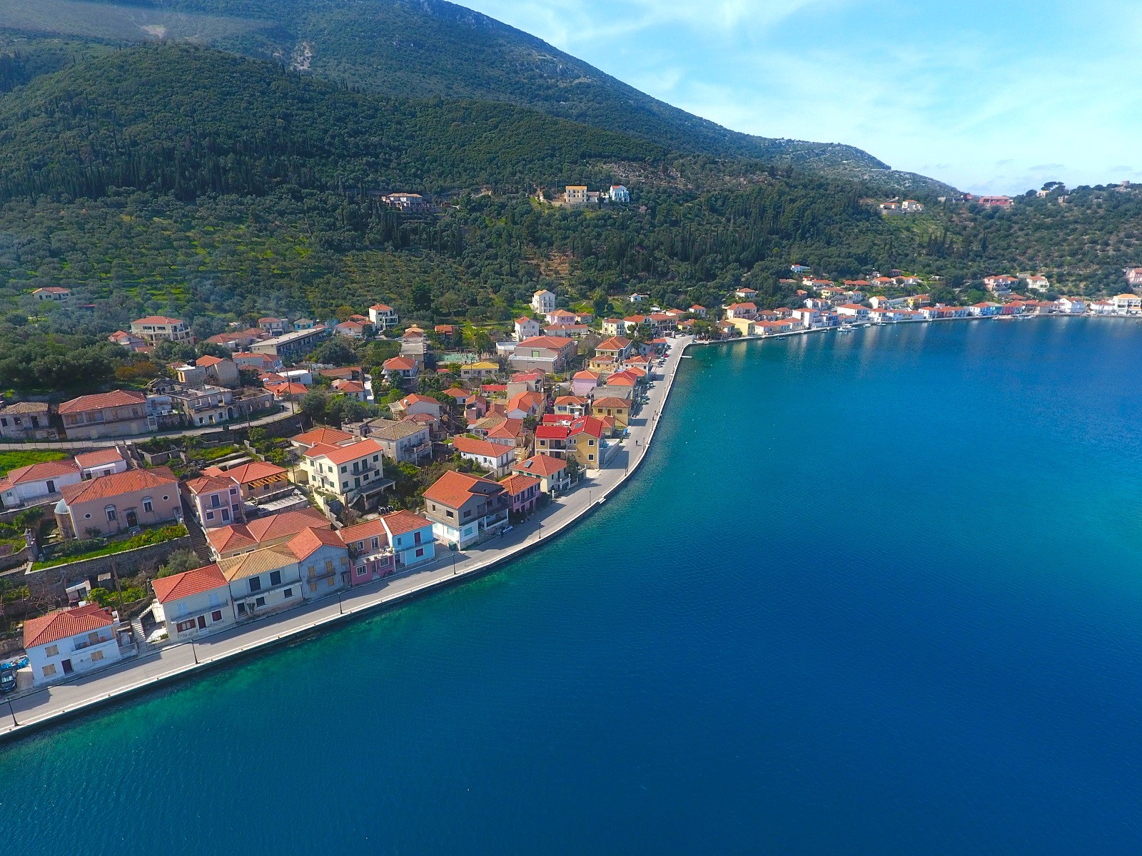 Aerial views of house for sale in Ithaca Greece, Vathi