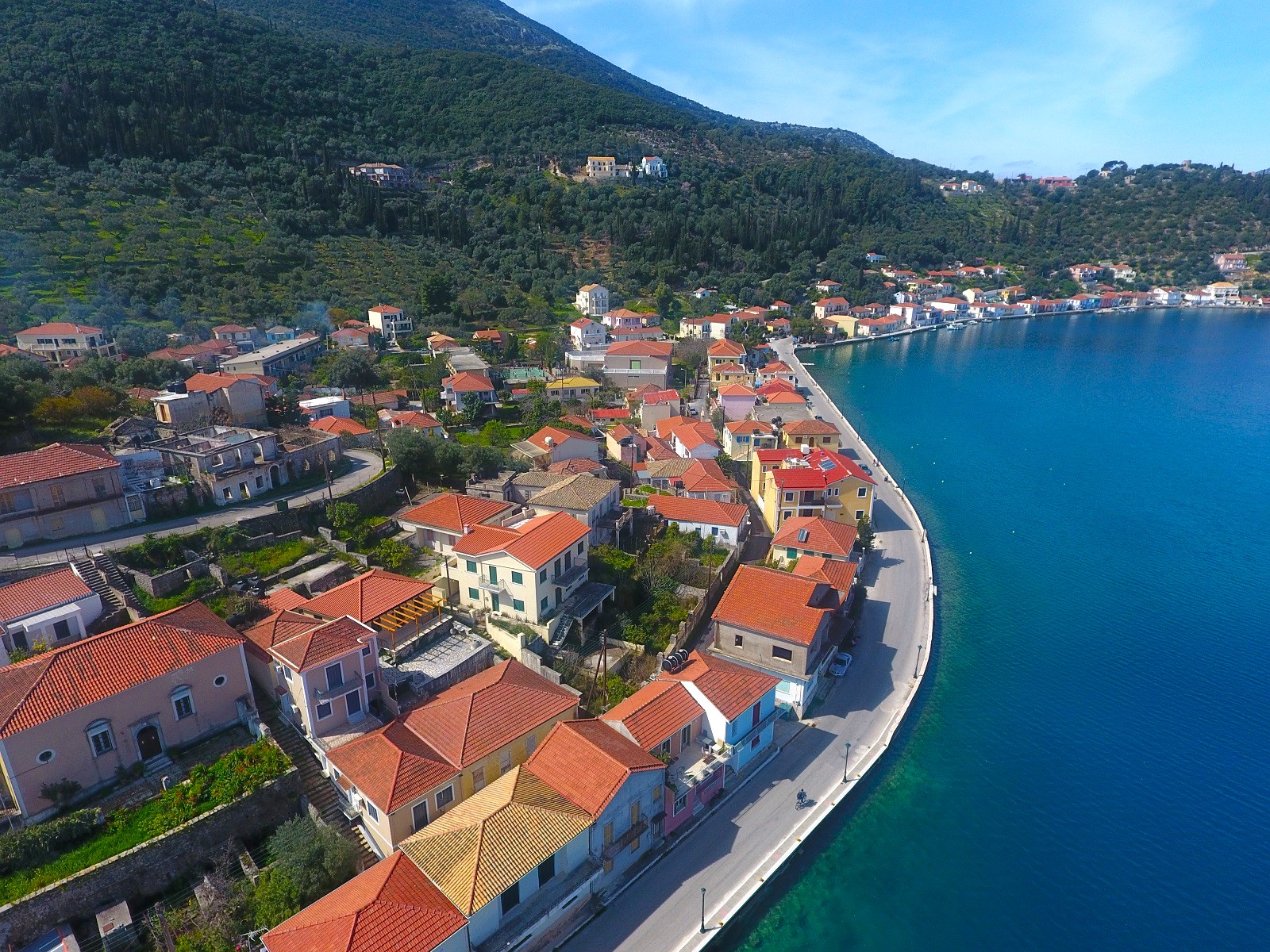 Aerial views of house for sale in Ithaca Greece, Vathi