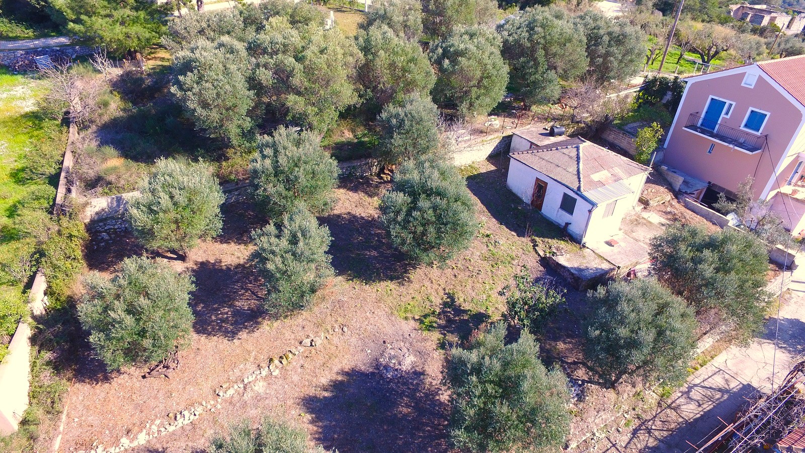 Aerial views of house with garden for sale in Ithaca Greece, Platrithya